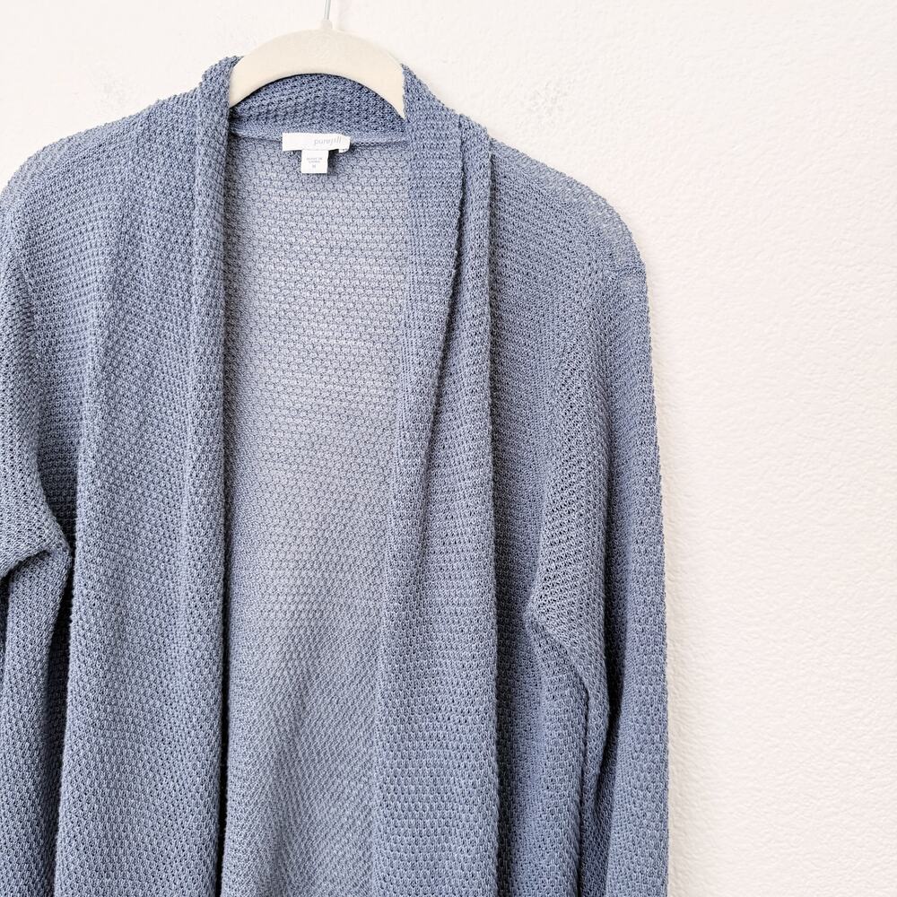 [J. Jill] Pure Jill Blue Gray Linen Blend Open Front Cardigan Sweater Sz Medium - Picture 5 of 10
